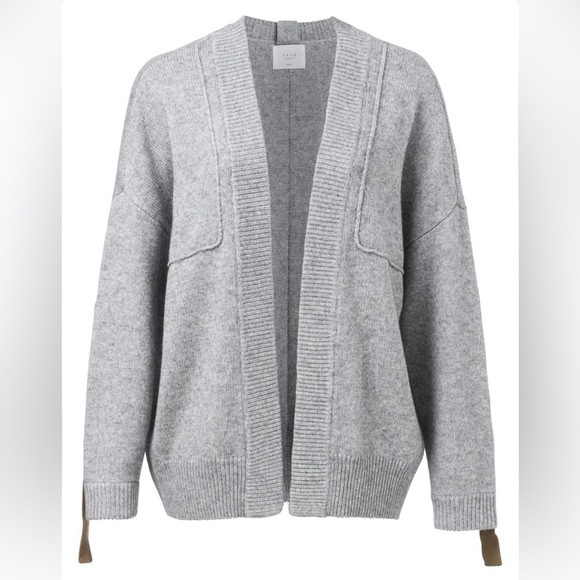 YAYA wool cardigan gray with olive green detail on sleeves open front size M - Picture 1 of 11